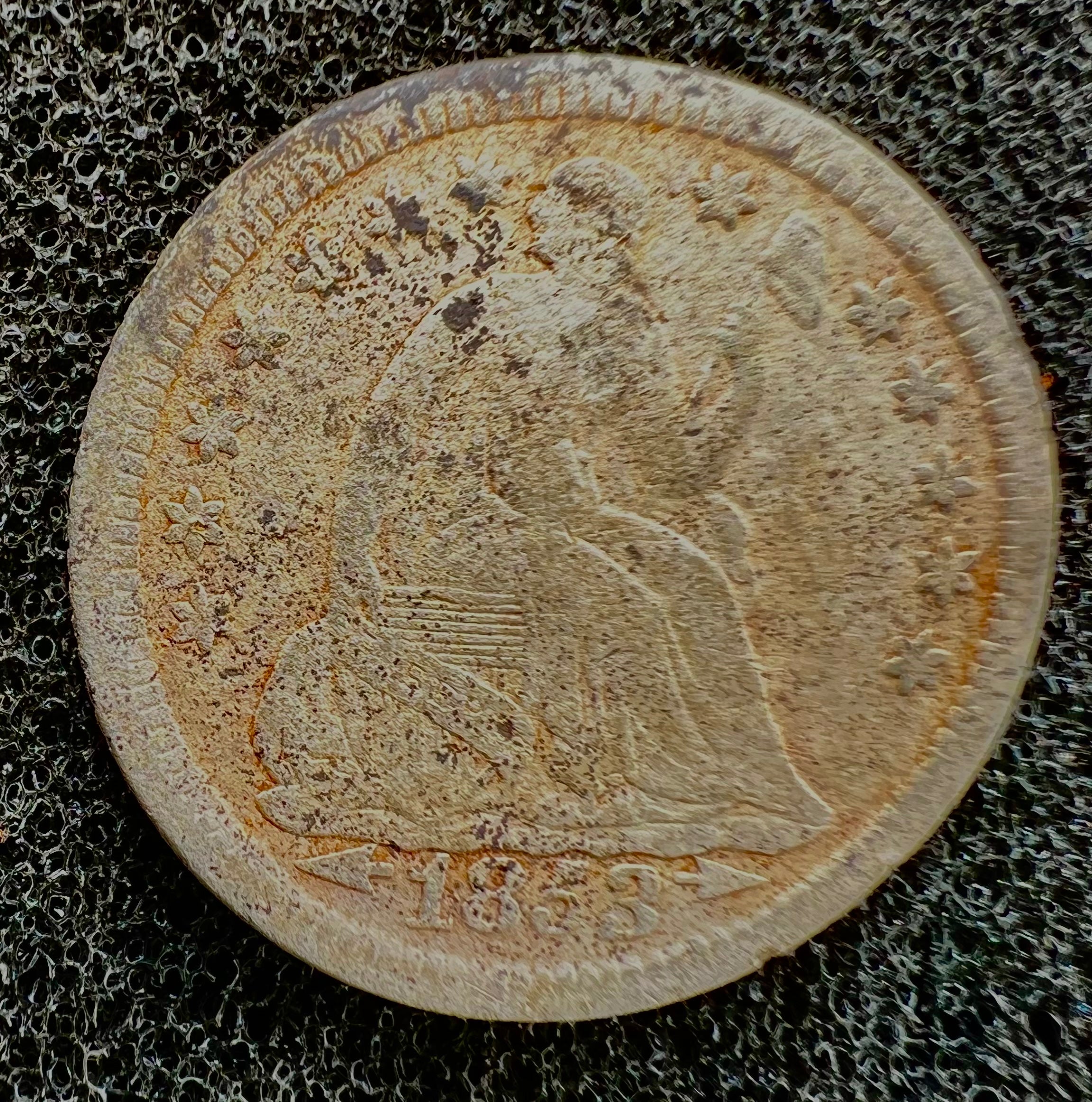 1853 Half Dime Found With Minelab GPX5000 Metal Detector in Virginia