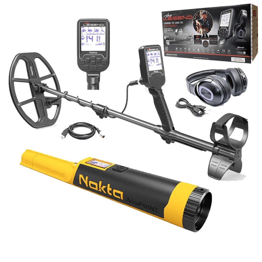 Nokta LEGEND WHP "Next Generation" Multi-Frequency Waterproof Metal Detector with 12" x 9" LG30 Coil, Wireless Headphones and AccuPOINT PinPointer