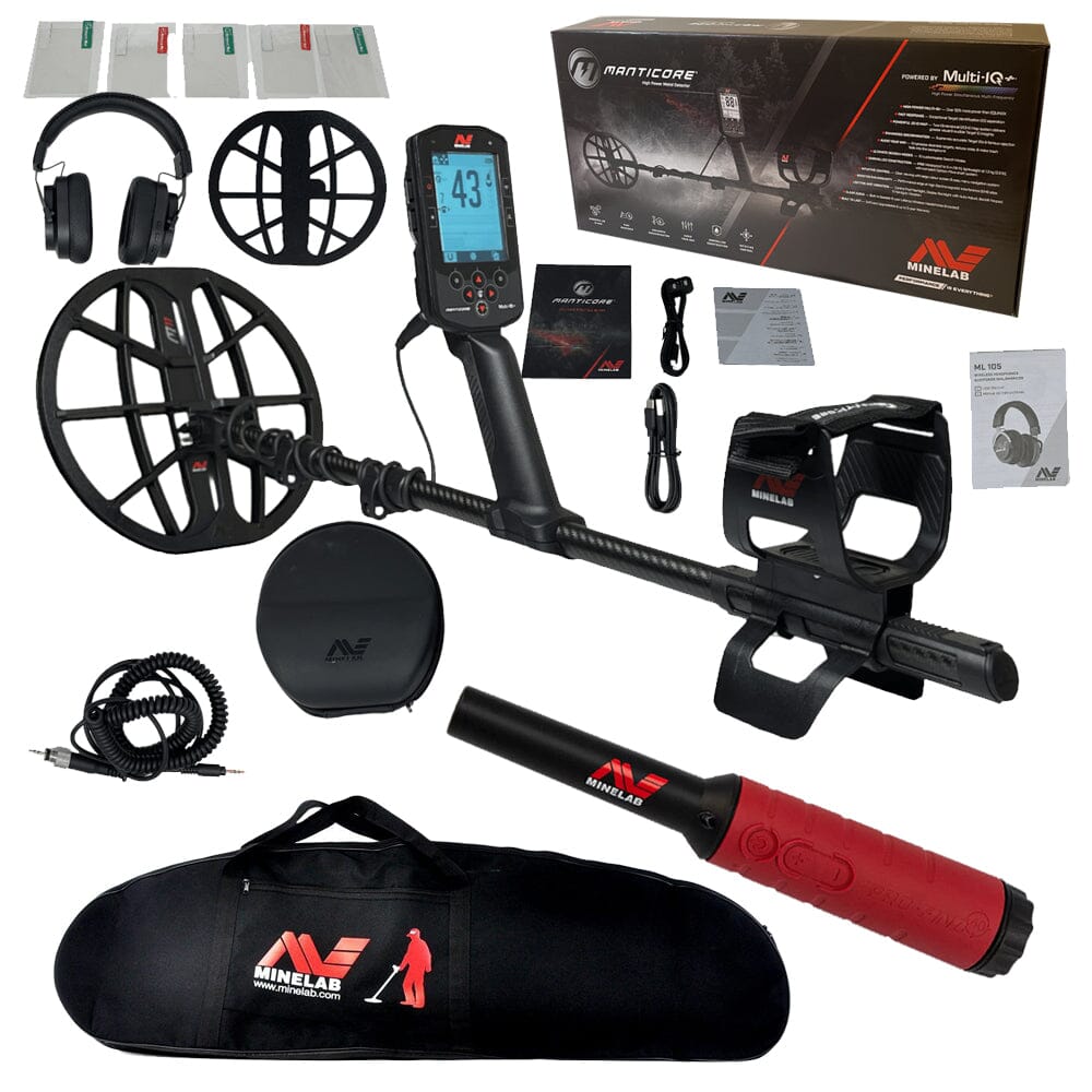 Minelab Manticore High Power Metal Detector with FREE Pro-Find 40 Pinpointer, Carry Bag