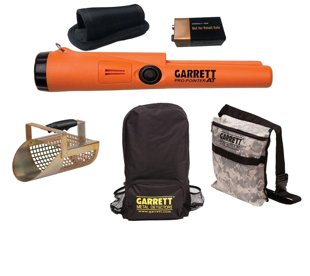 Garrett Pro Pointer AT with Sand Scoop, Finds Pouch, and Backpack – High  Plains Prospectors