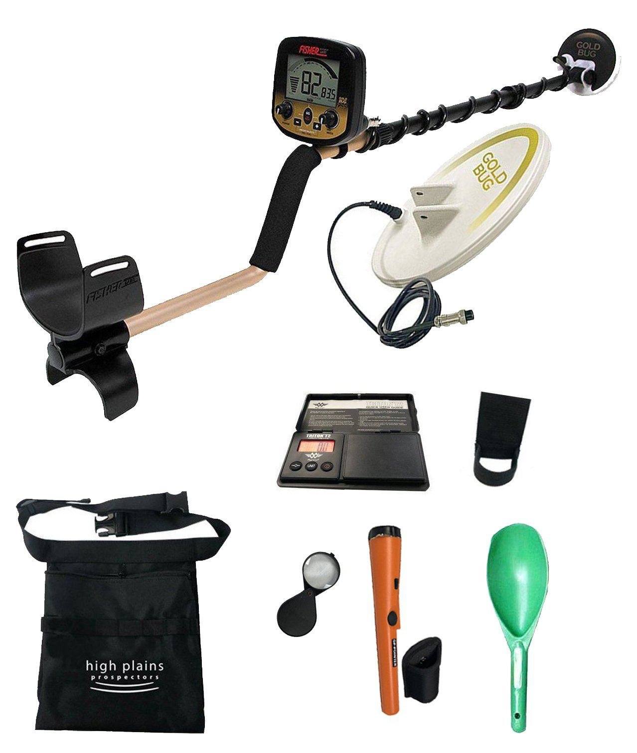 Fisher Gold Bug Pro Combo Metal Detector Bundle, 10 inch Coil, with GP Pointer and Gear