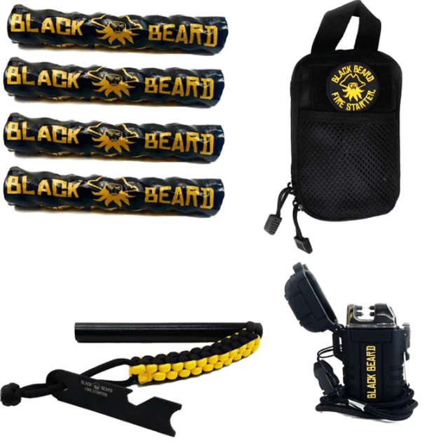 black beard fire starter pirates plunder kit includes black beard fire starter, organizing case, ferro rod, and ARC lighter