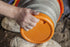 Collapsible bucket for gold prospecting bottom