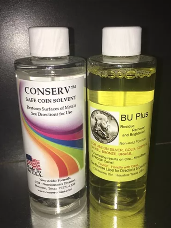 Coin Cleaning Kit - Conserv Safe Coin Cleaning Solvent 4 oz. Bottle, Cotton  Swabs, Container