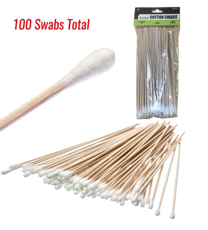 Cotton Swabs - One Tip, Wood Handle, Non Sterile - 100 Pack