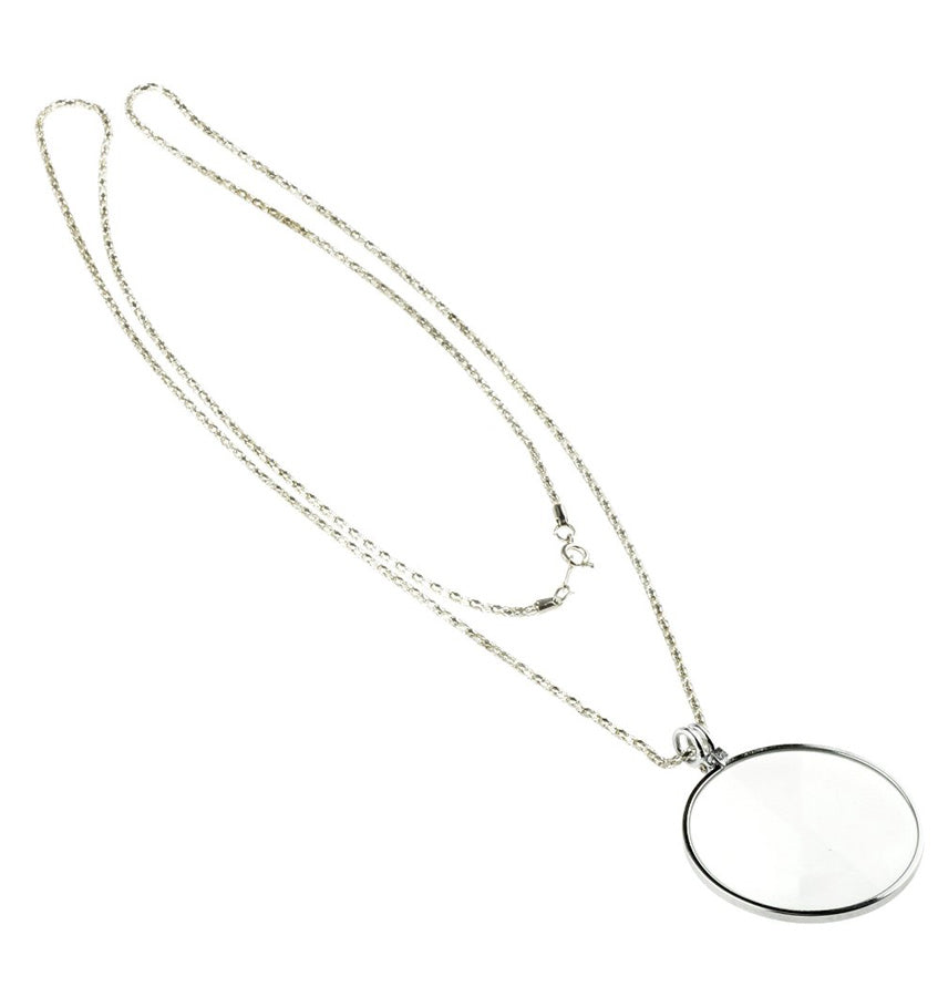 5.5x /1-3/4" Glass Lens Necklace Magnifier W/ 36" Silver Color Chain