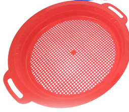 4 Pc Set- 8.5" Plastic Sand Sifting Pans in Mesh Bag,36 Holes Per Inch,  Red