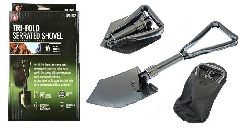 22.5" Premium Quality Black Tri-Fold Shovel with Carrying Case