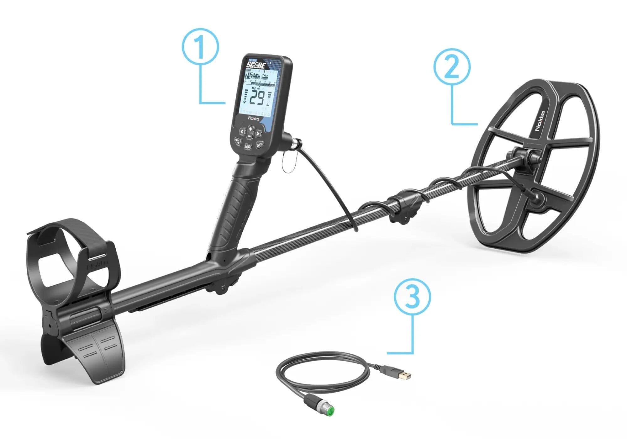 Nokta DOUBLE SCORE Metal Detector - Multifrequency For All! with Bluetooth Headphones