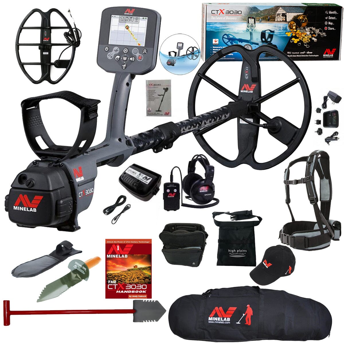 Minelab CTX 3030 Waterproof Metal Detector, FREE 17" Coil with FREE Gear Digger and Shovel
