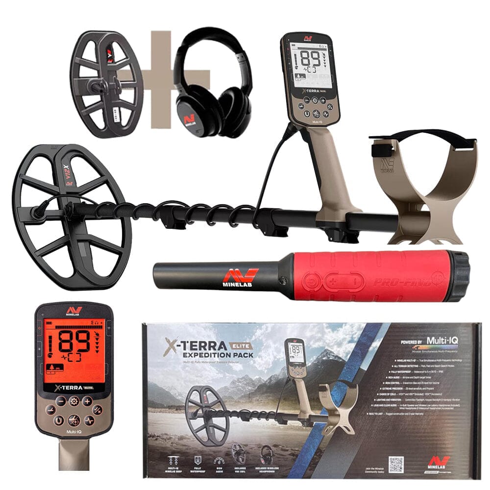 Minelab X-Terra Elite Expedition Pack with FREE Pro-Find 40, Two Coils V8X, V12X Coils + ML85 Wireless Headphones