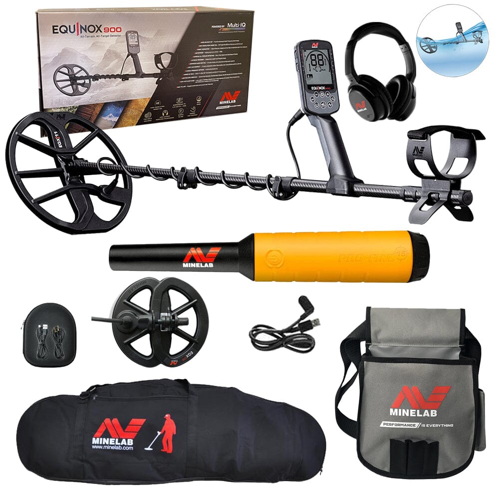 Minelab Equinox 900 Bundle with Pro-Find 15 Pointer, Carry Bag, and Finds Pouch