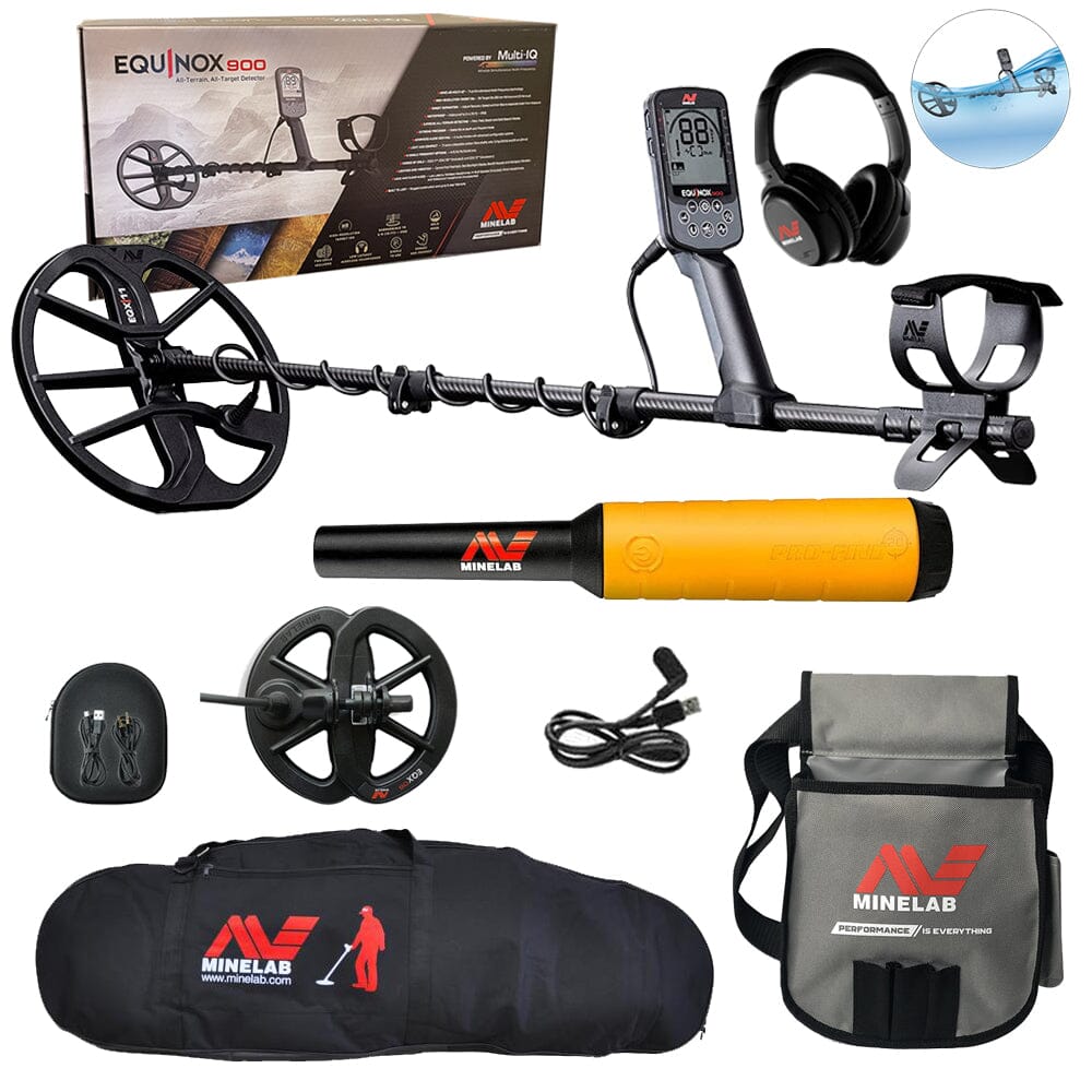 Minelab Equinox 900 Bundle with Pro-Find 20 Pointer, Carry Bag, and Finds Pouch