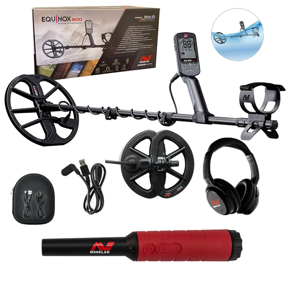 Minelab Equinox 900 Metal Detector - Includes Two Coils, Wireless Headphones and Pro-Find 40 Pinpointer (Limited Time, Free Overnight Shipping!)