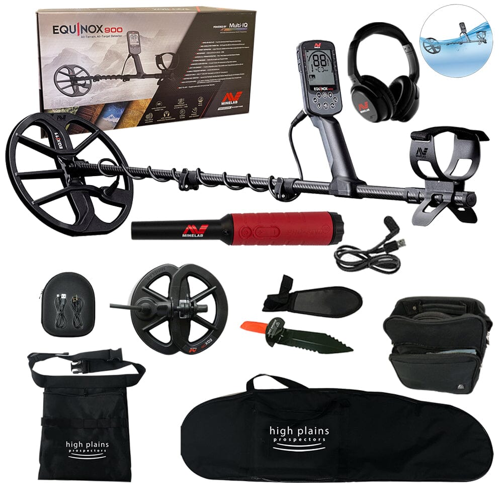 Minelab Equinox 900 Metal Detector Package - Two Coils, Wireless Headphones, Pro-Find 40 Pinpointer, FREE Gear (Limited Time, Free Overnight Shipping!)