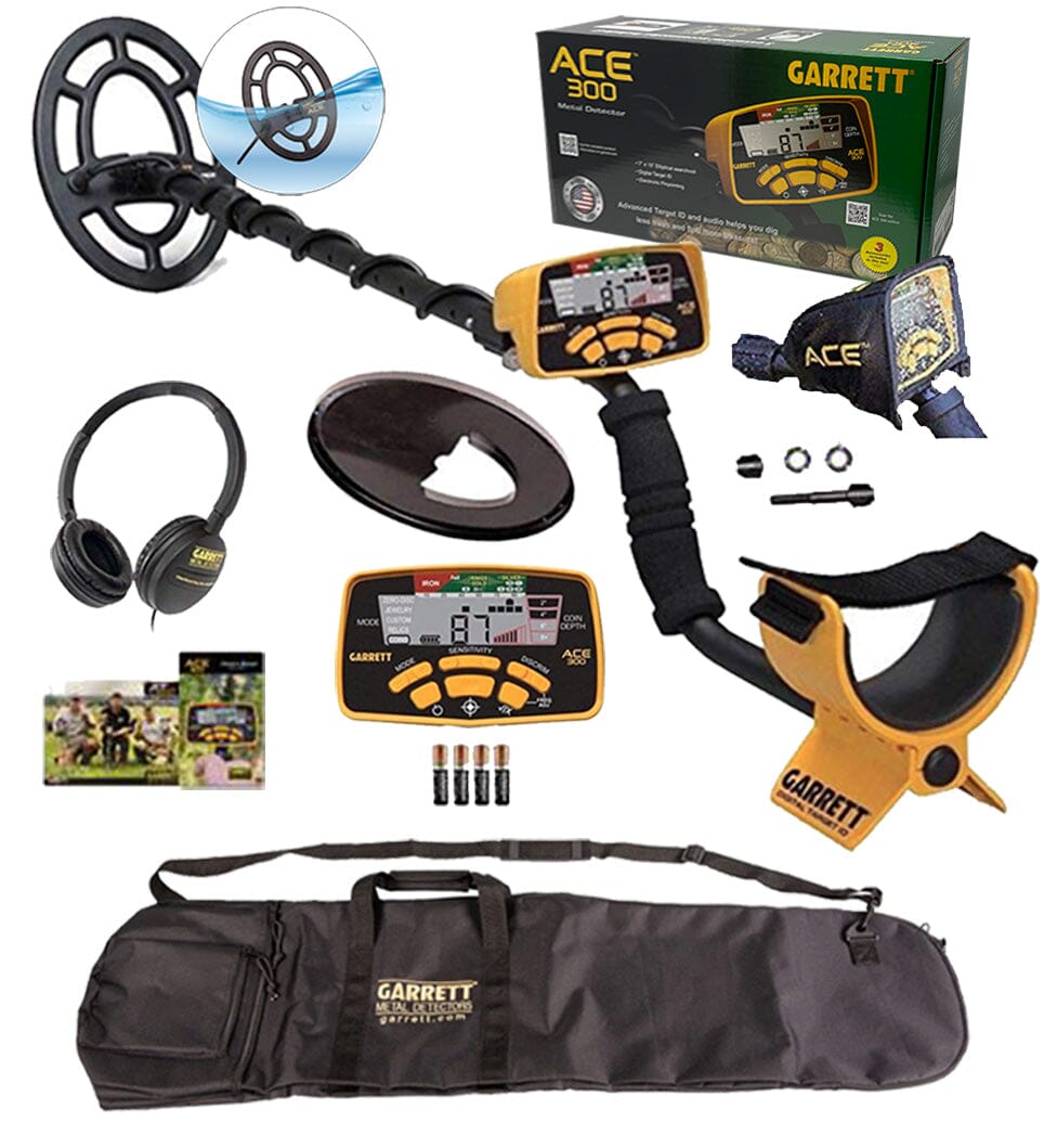 Garrett Ace 300 Metal Detector with Waterproof Search Coil and Garrett All-Purpose Carry Bag