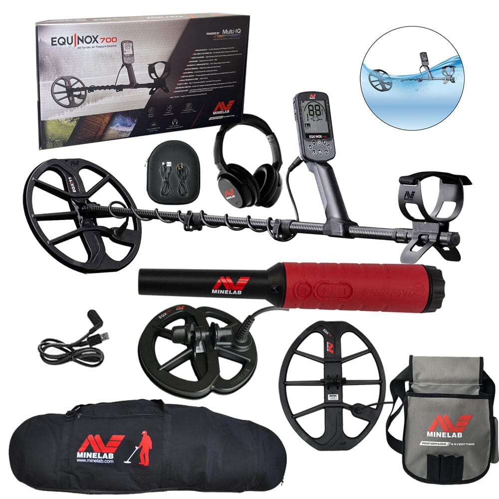 Minelab Equinox 700 Detector with Pro-Find 40, FREE 6" Coil, 15" Coil, and Carrying Bag, Pouch