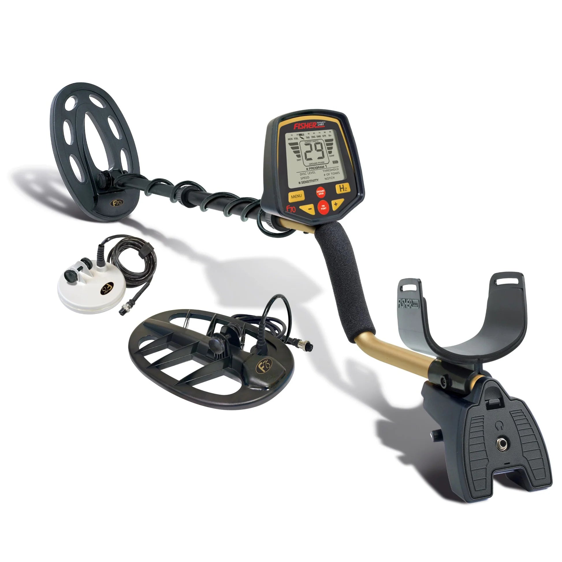 Fisher F70 Coil Combo Metal Detector with 3 Waterproof Search Coils