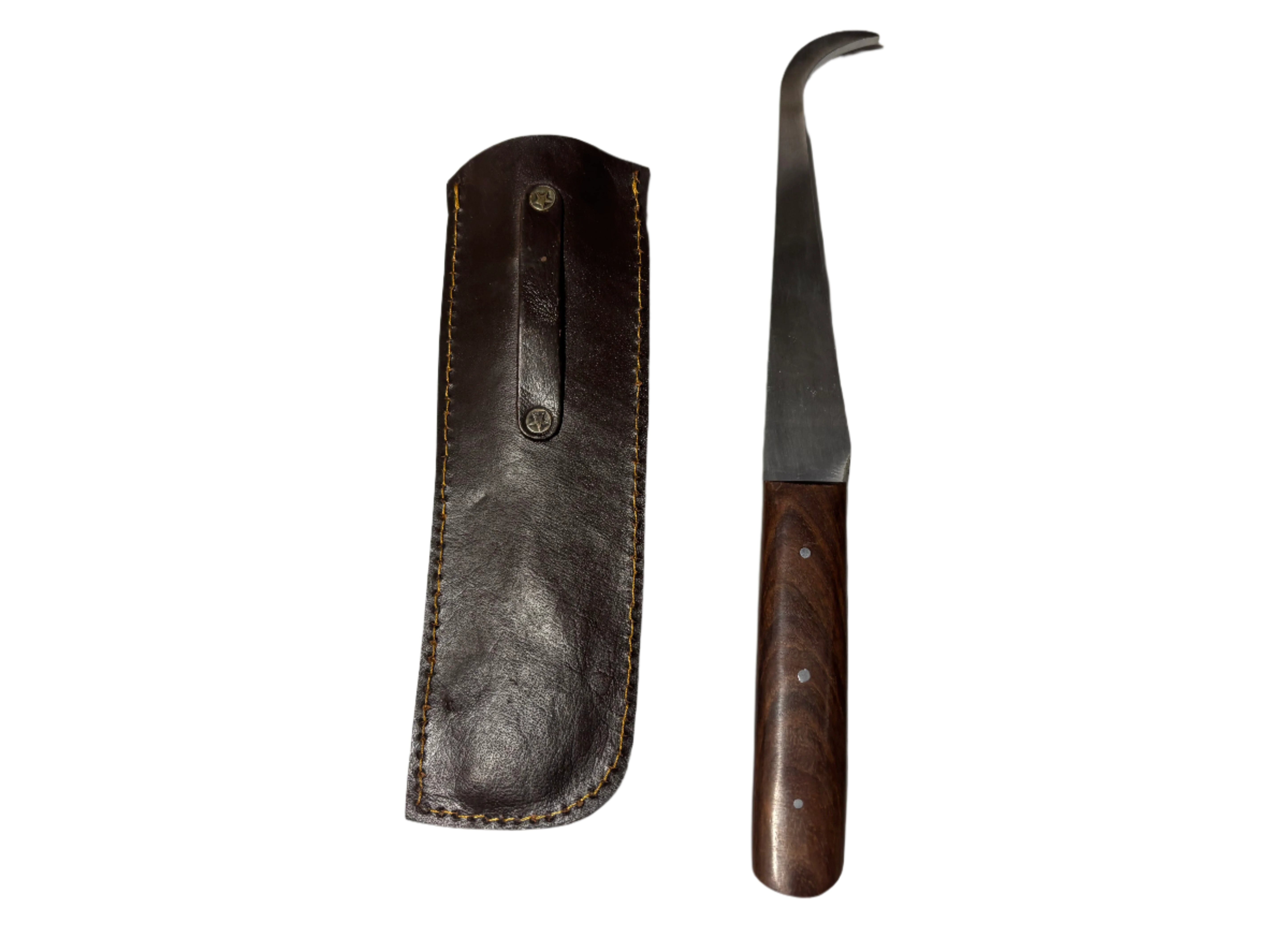 Gold Crevice Tool - Solid Metal with Rosewood Handle and Leather Sheath