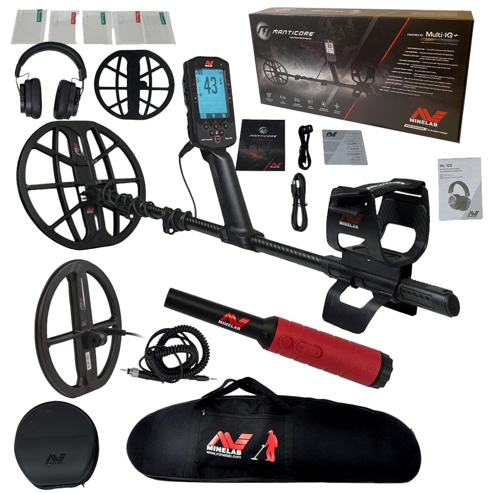 Minelab Manticore High Power Metal Detector with 9" Coil (LIMITED AVAILABILITY) and FREE Pro-Find 40 Pinpointer, Carry Bag  - Big Daddy Special