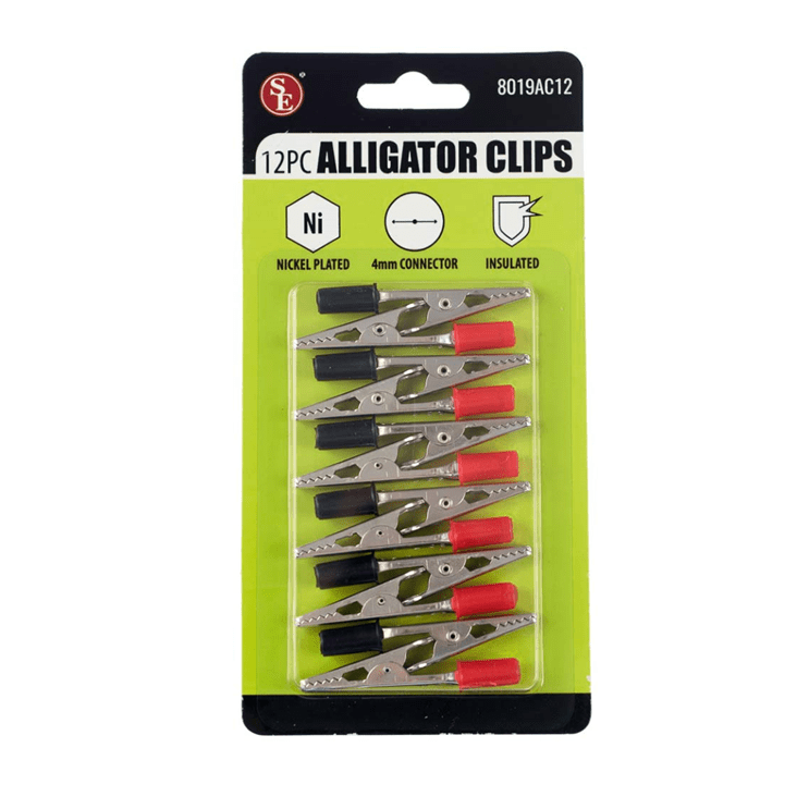 12Pc Set- Alligator Clips with Insulated Grip