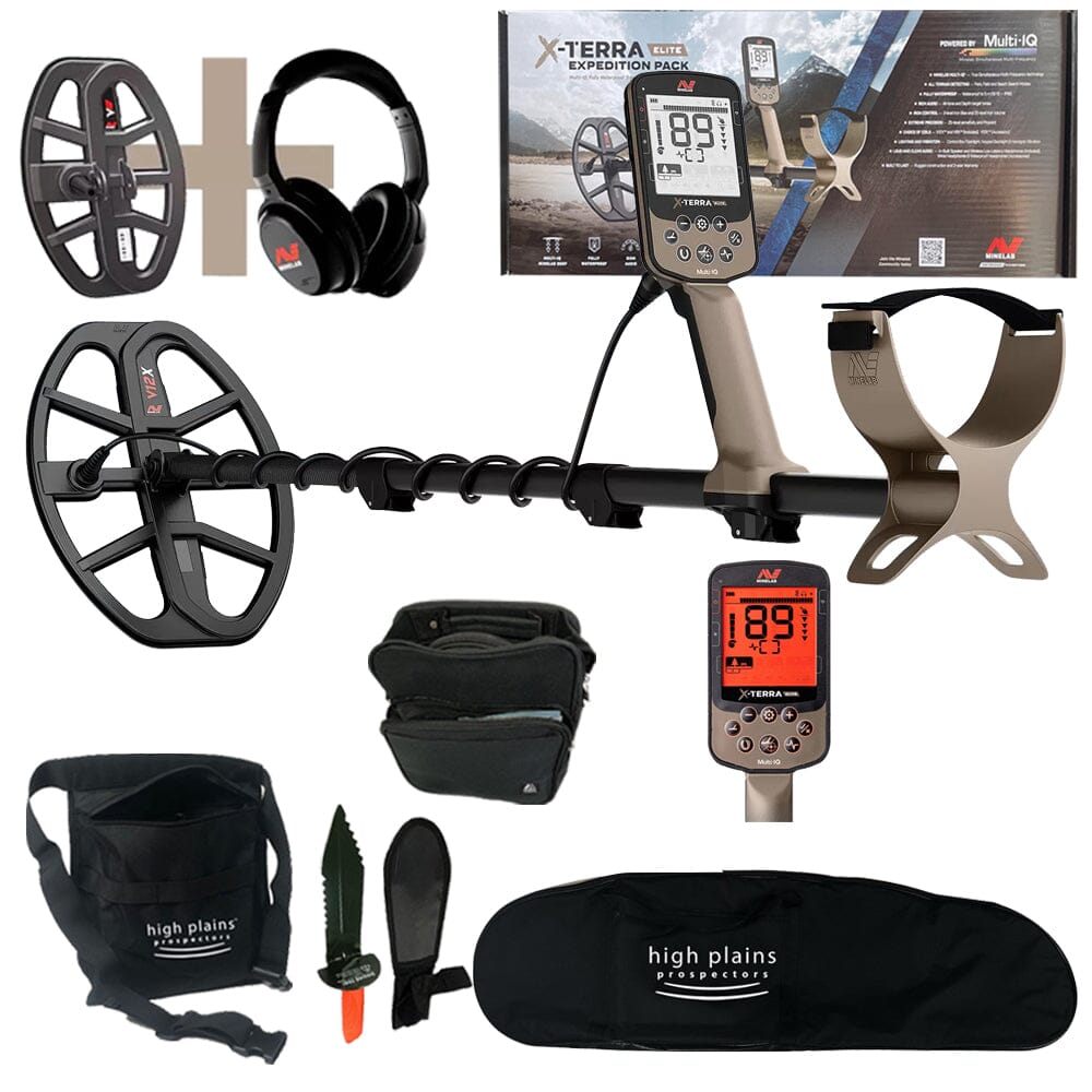 Minelab X-Terra Elite Expedition Pack with Two Coils V8X, V12X Coils + ML85 Wireless Headphones and Free Gear