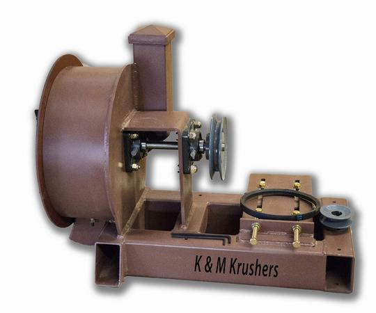 K & M Krusher - Rock/Ore Crusher 7HP Kohler Gas Motor 11" Drum 2-1/2" Infeed-Rockwell #58 Hammers