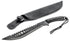 15-1/2" Black Stainless Steel Machete, Recurved Blade with Zigzag Serrated Spine & Blade Holes