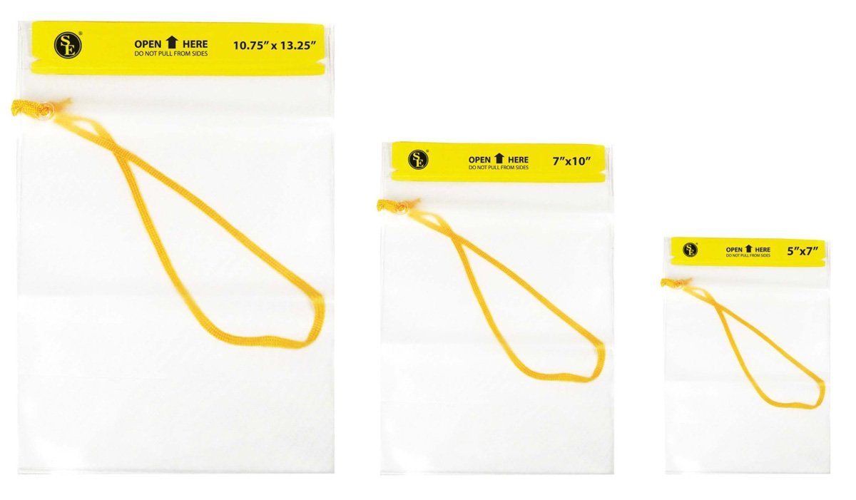 3Pc Resealable Waterproof Pouch Set with Hook and Loop Closure