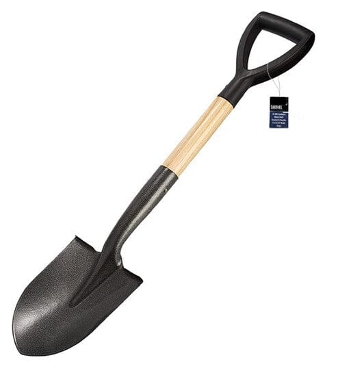 Compact D-handle Spade Shovel with Wood Handle Side View