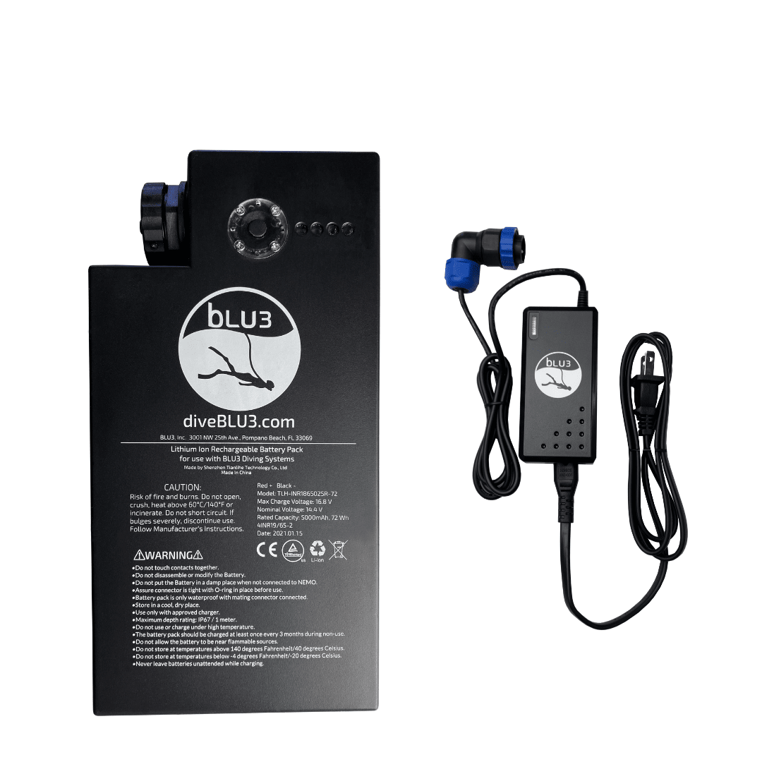 blu3 nemo tankless dive system spare battery pack and charger