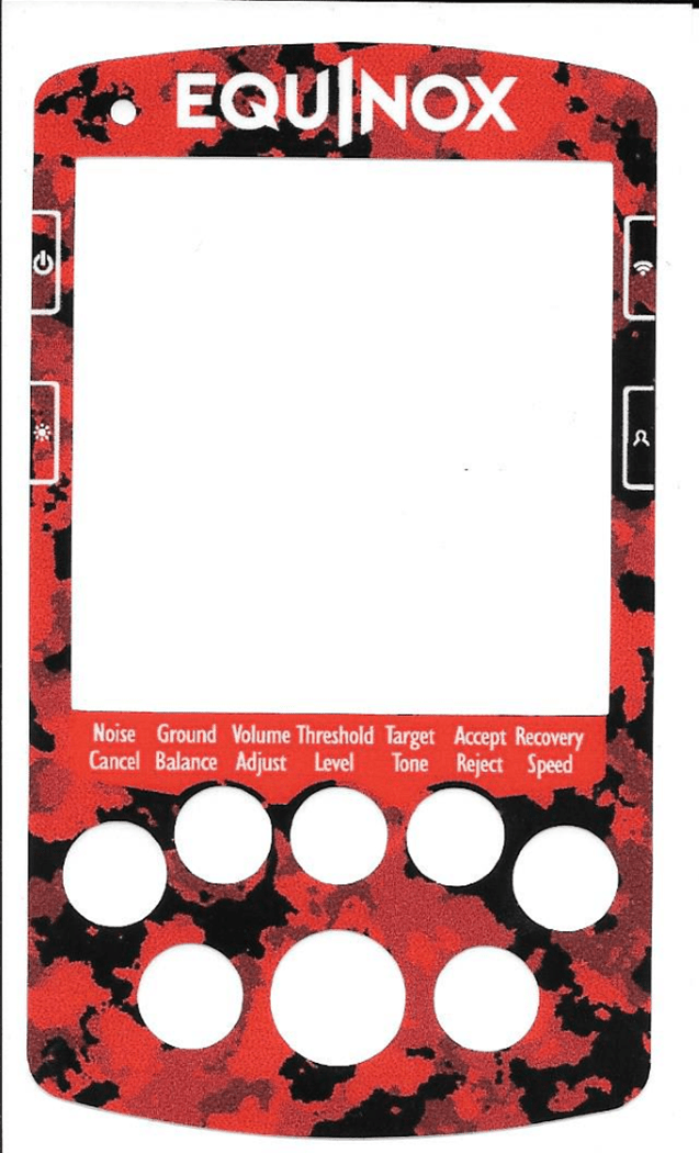 minelab equiox metal detector screen sticker red color