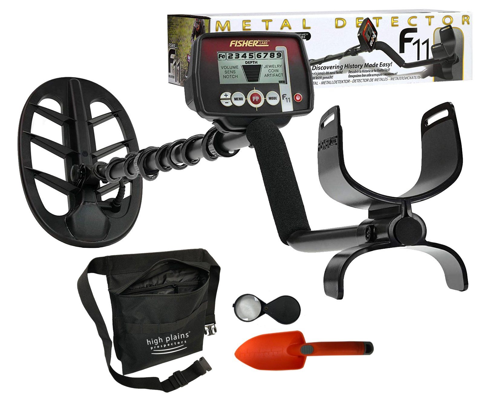 Fisher F11 Metal Detector with 11" DD Coil with Free Gear