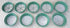 9-Piece Sifting Pan set - Size 11" Diameter Bottom, Top Diamater 13 1/4" laid out on concrete