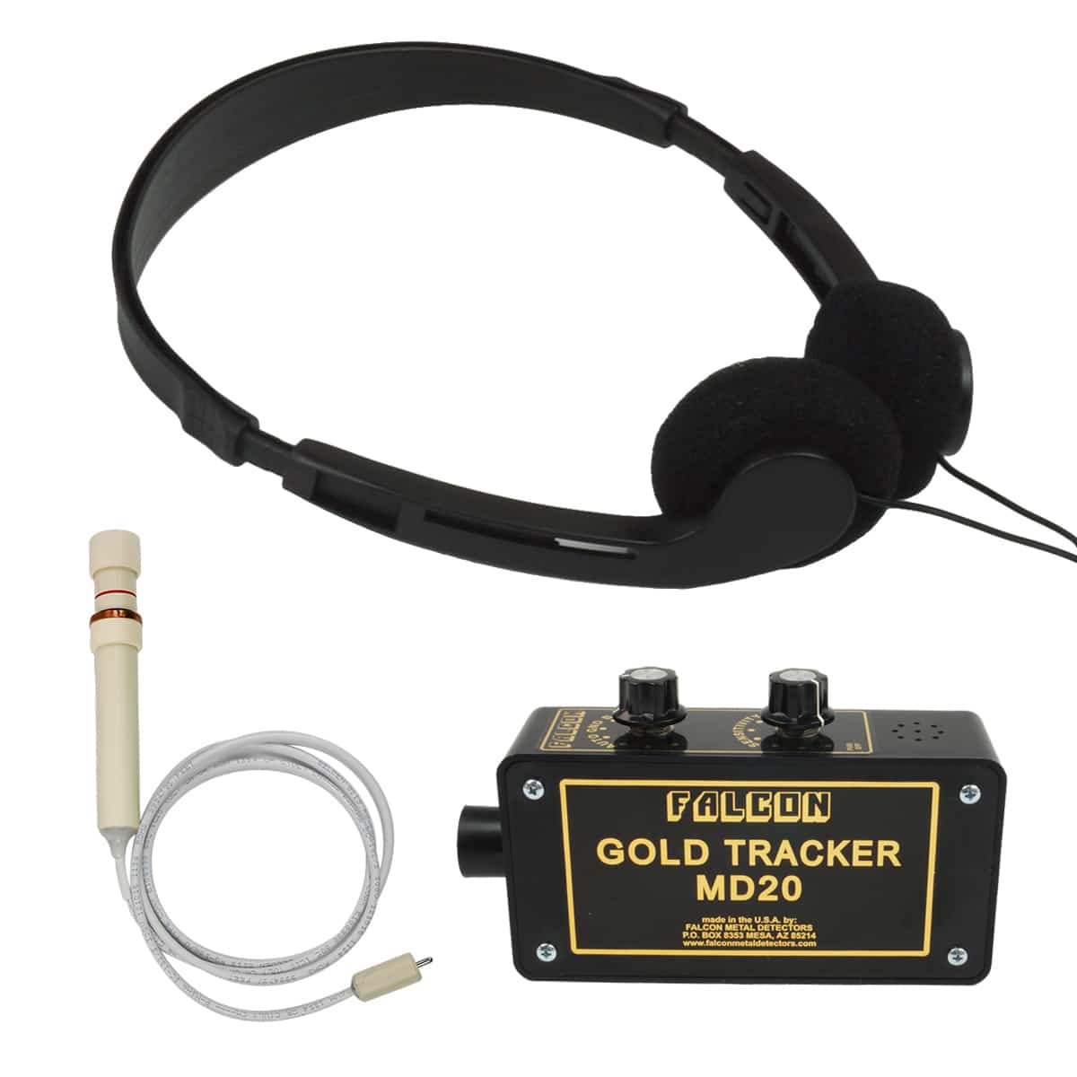 thumbnail image 2 of Falcon Gold Tracker MD20 Metal Detector – 300kHz Probe, Includes Headphones – New 2 of 6