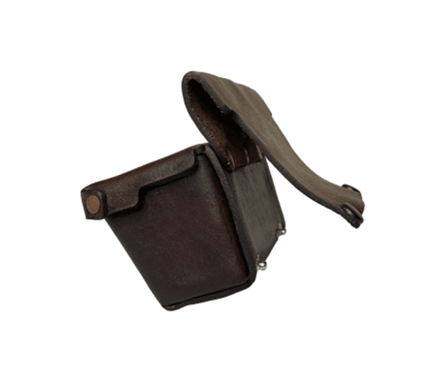 Premium Leather Metal Detecting Finds Pouch side, back, with snaps