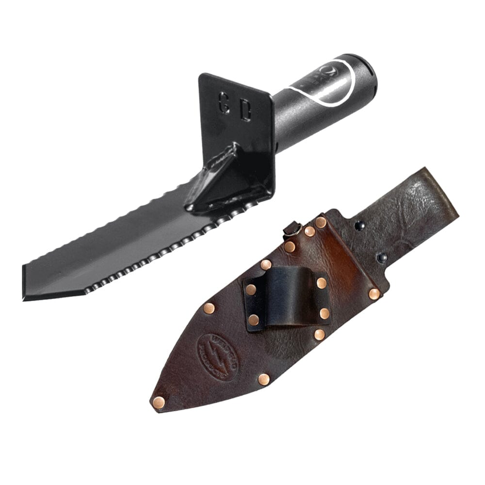 Gravedigger Sidekick Digging Tool with Leather Sheath and Pinpointer Holster for Metal Detecting