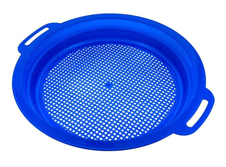 4 Pc Set- 8.5" Plastic Sand Sifting Pans in Mesh Bag,36 Holes Per Inch,  blue