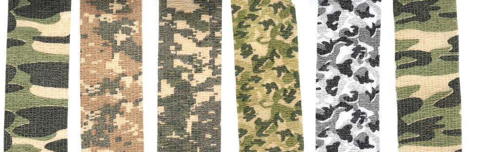 6Pc Assorted Camouflage Adhesive Free Wraps (2"x15") - Camo Metal Detector and Gun Wrap