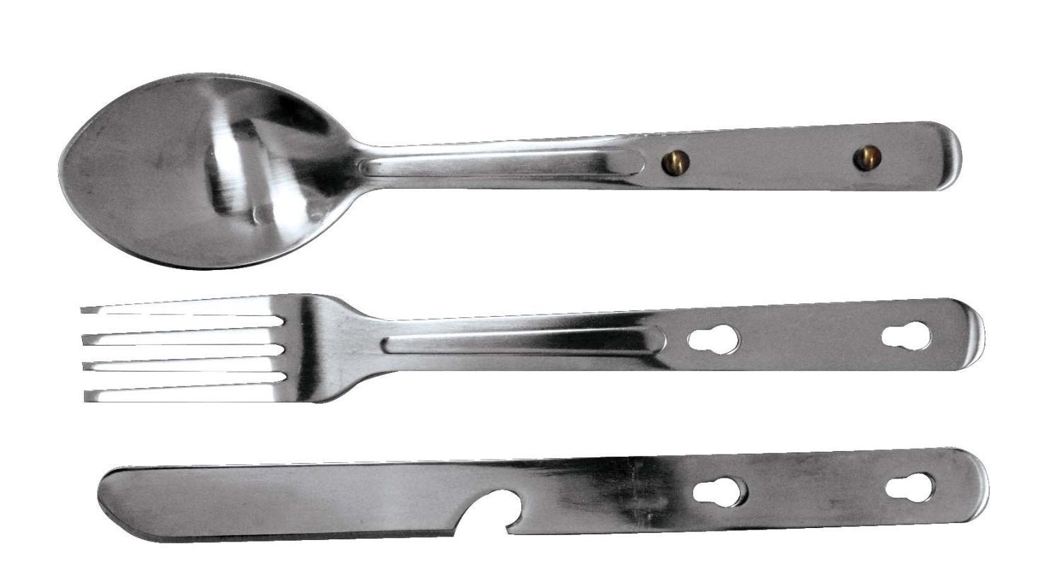 4-IN-1 Stainless Steel Utensil Set (Spoon, Fork, Knife & Bottle Opener)