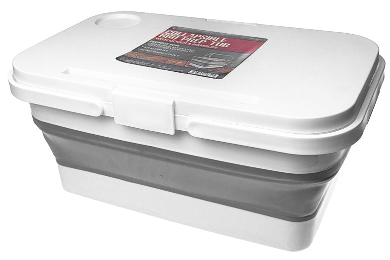 Collapsible BBQ Prep Tub With Cover & Handles (17"x13"x8.25")