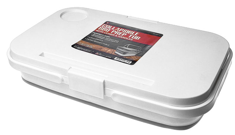 Collapsible BBQ Prep Tub With Cover & Handles (17"x13"x8.25")