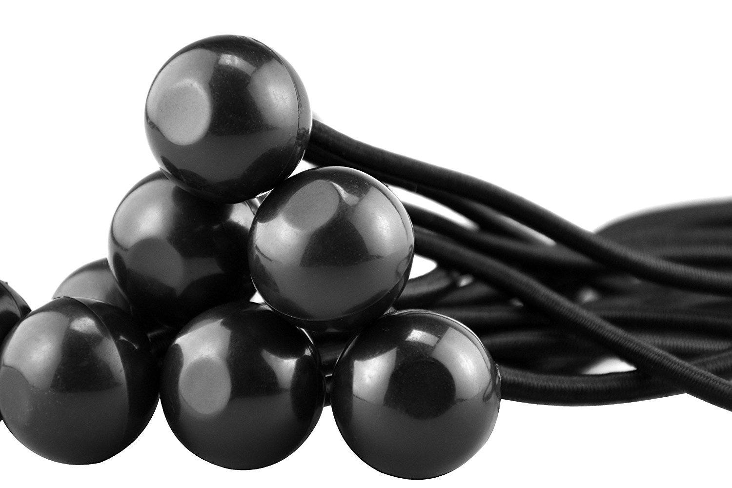 25 Pc. 6" Black Stretch Cord With Black Ball