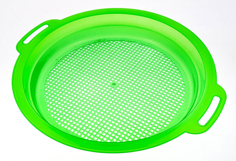 4 Pc Set- 8.5" Plastic Sand Sifting Pans in Mesh Bag,36 Holes Per Inch, Green