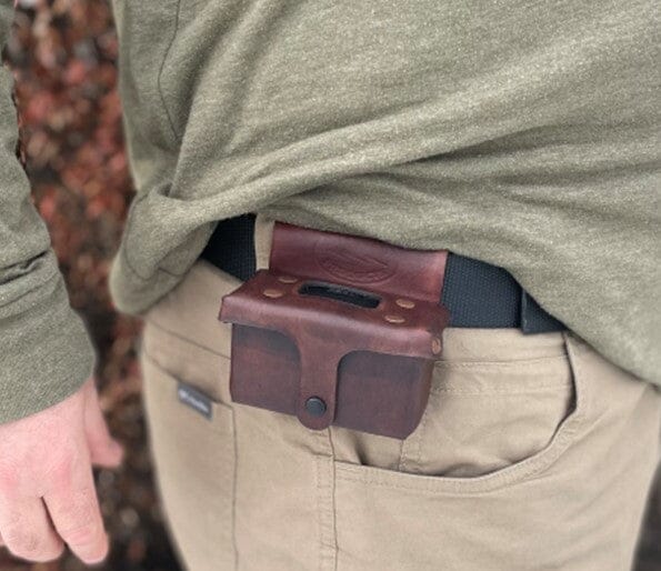 Premium Leather Metal Detecting Finds Pouch on mans belt