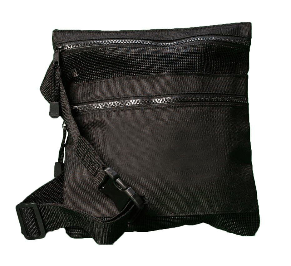 mesh bottom finds pouch for metal detecting and beach combing in the water