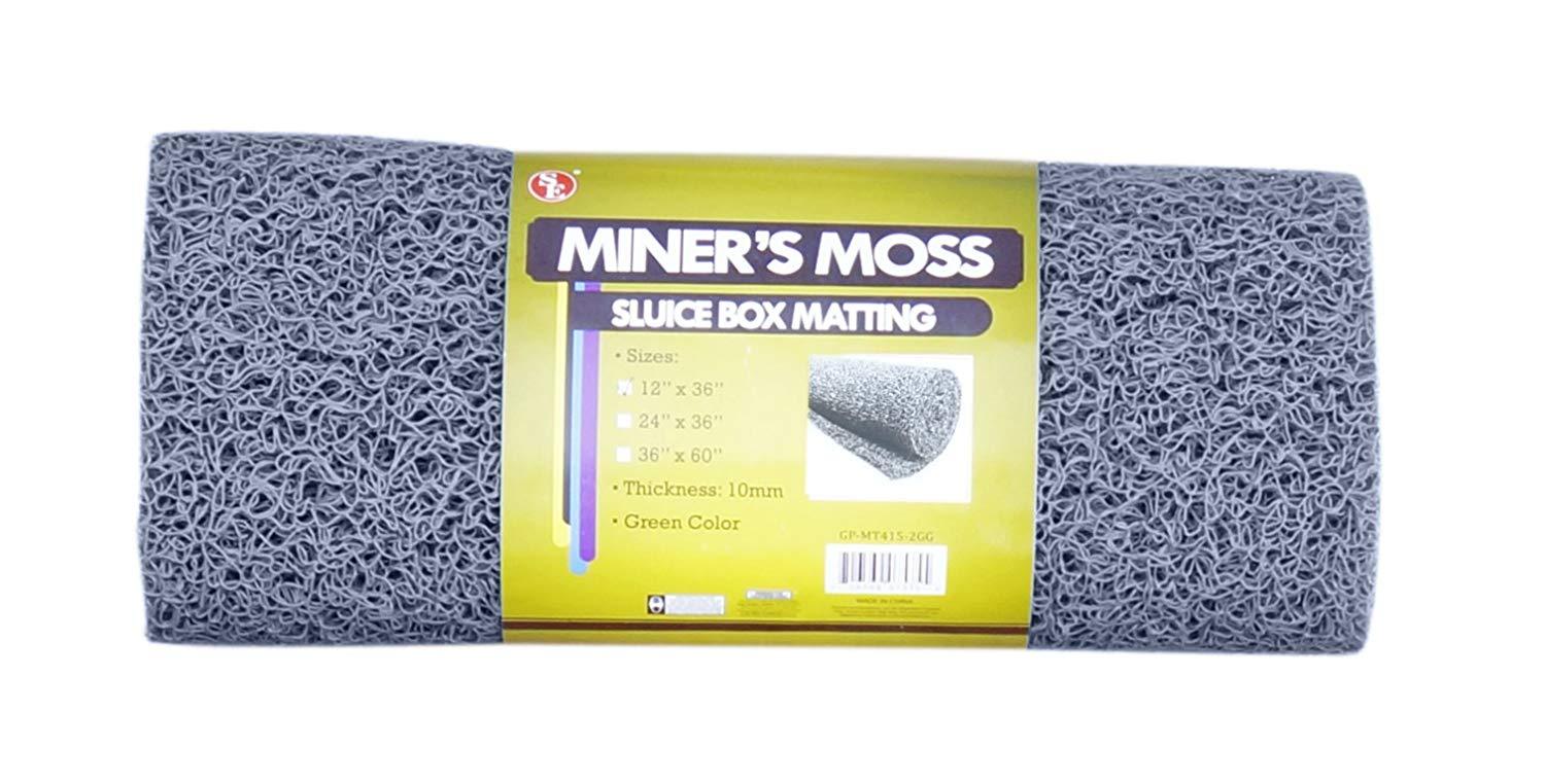 Miner's Moss Sluice Box Matting, 12"x36" 10mm Thick Choice of Color Gold Prospecting,Accessories Jobe Grey 