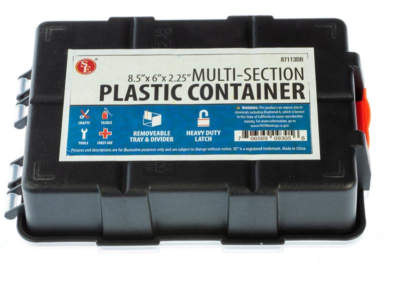 Multi-Section Plastic Storage Box - Size: 8.1/2" x 6" x 2.3/4" (Removable Tray & Divider) Accessories High Plains Prospectors 
