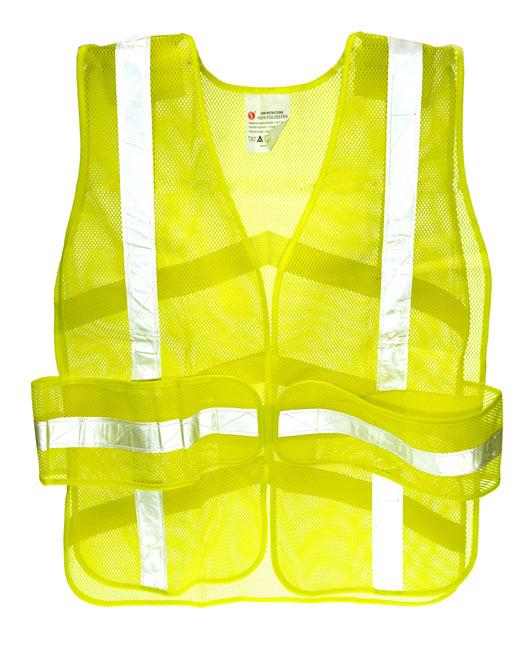 5 Point Separation Lime Green Safety Vest W/1.1/4" Reflective Strips (25"X 19")