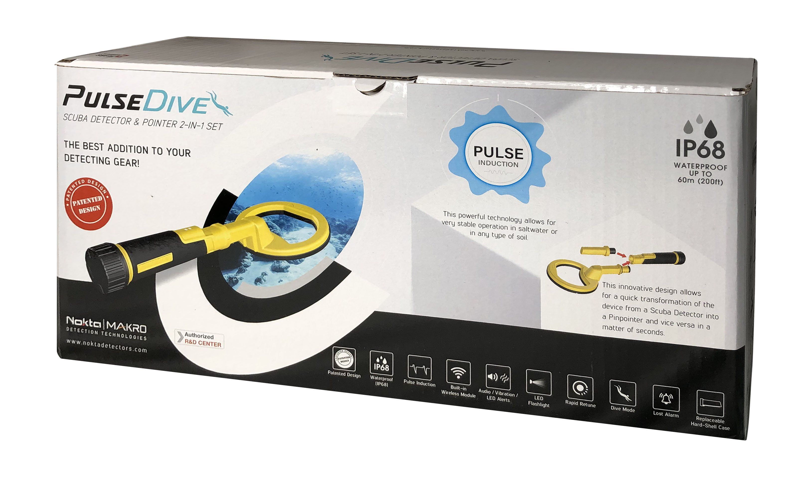 PulseDive Scuba Detector convertible to Pointer (2-in-1 Set) Waterproof up to 200 ft! Nokta MAKRO Metal Detectors NOKTA MAKRO 